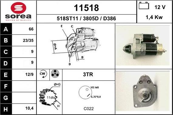 EAI 11518 - Стартер autospares.lv