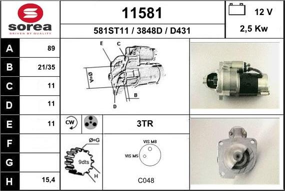 EAI 11581 - Стартер autospares.lv