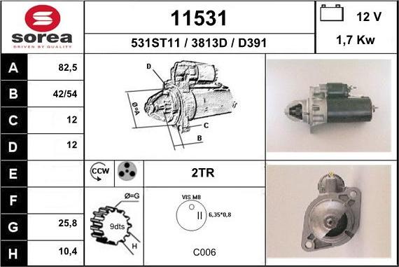 EAI 11531 - Стартер autospares.lv