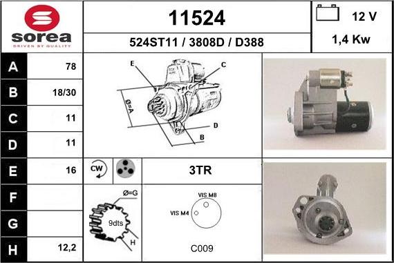 EAI 11524 - Стартер autospares.lv