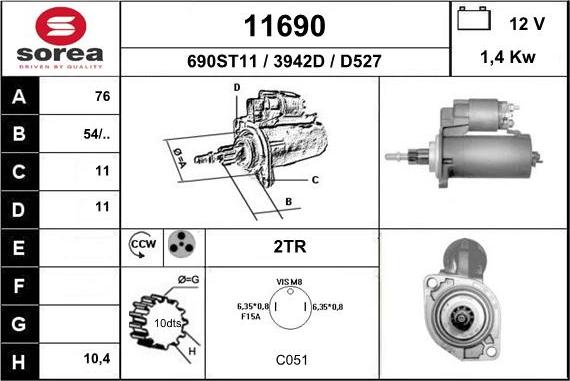 EAI 11690 - Стартер autospares.lv