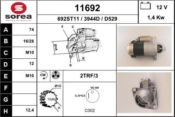 EAI 11692 - Стартер autospares.lv