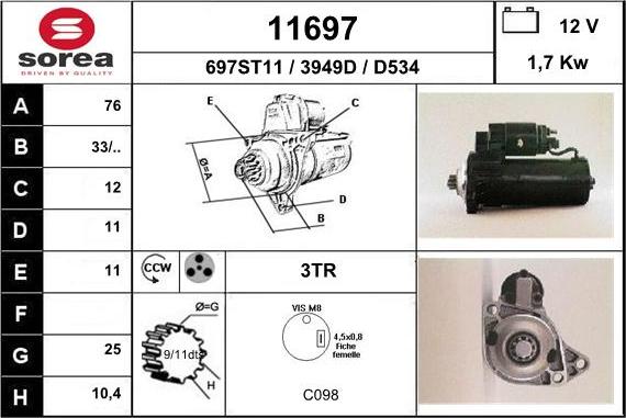 EAI 11697 - Стартер autospares.lv