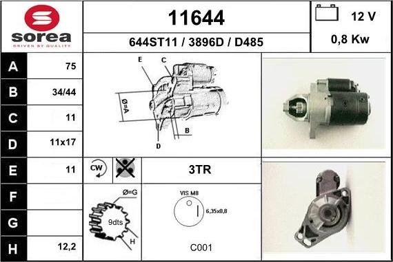 EAI 11644 - Стартер autospares.lv