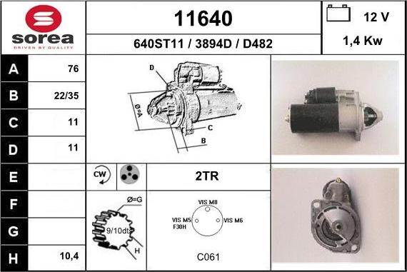 EAI 11640 - Стартер autospares.lv