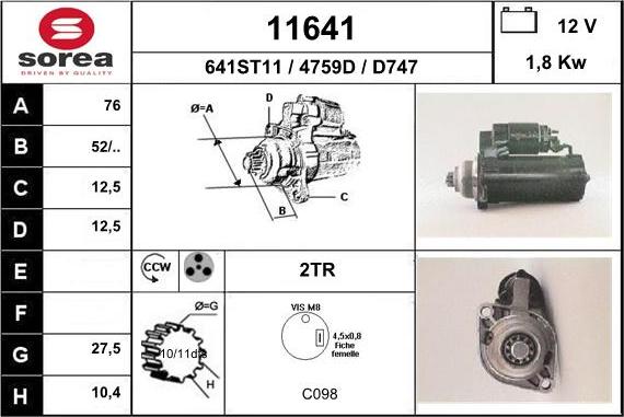 EAI 11641 - Стартер autospares.lv