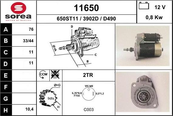 EAI 11650 - Стартер autospares.lv