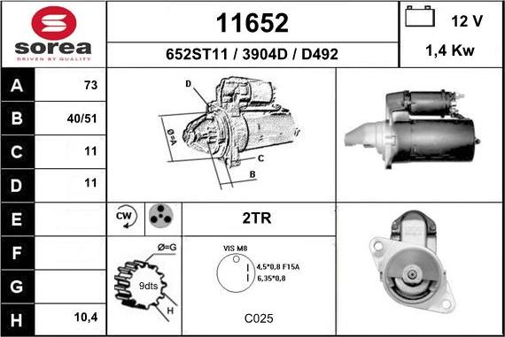 EAI 11652 - Стартер autospares.lv