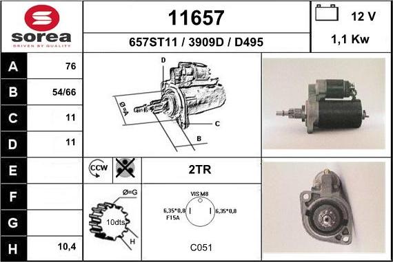 EAI 11657 - Стартер autospares.lv