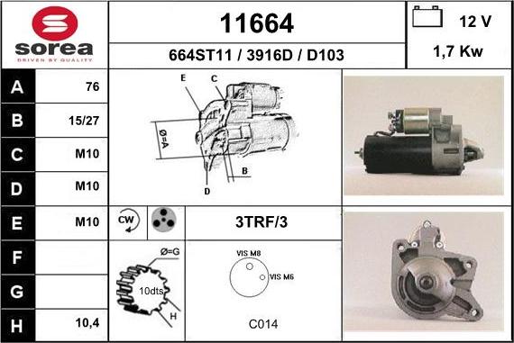 EAI 11664 - Стартер autospares.lv