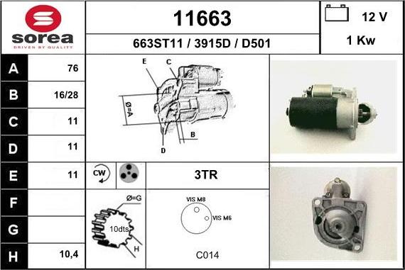 EAI 11663 - Стартер autospares.lv