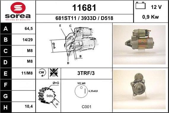 EAI 11681 - Стартер autospares.lv