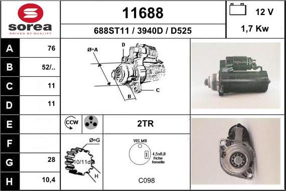 EAI 11688 - Стартер autospares.lv