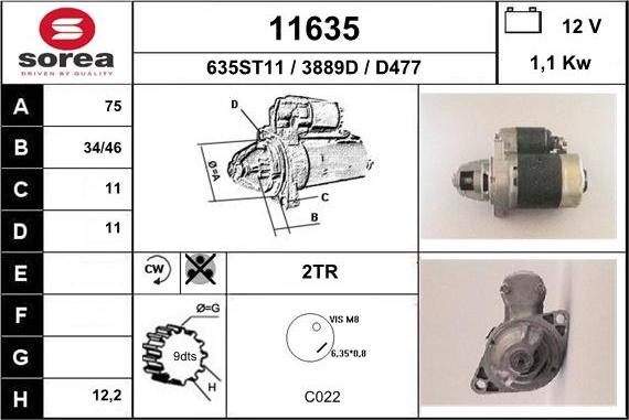 EAI 11635 - Стартер autospares.lv