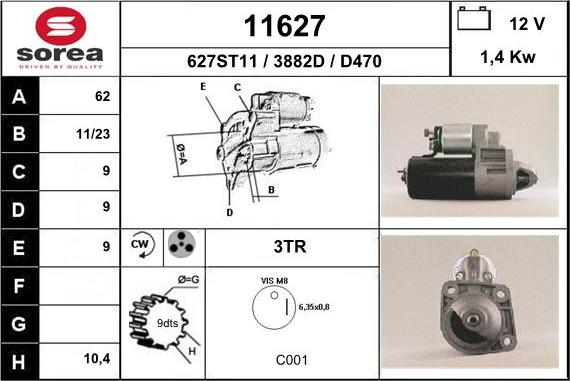 EAI 11627 - Стартер autospares.lv