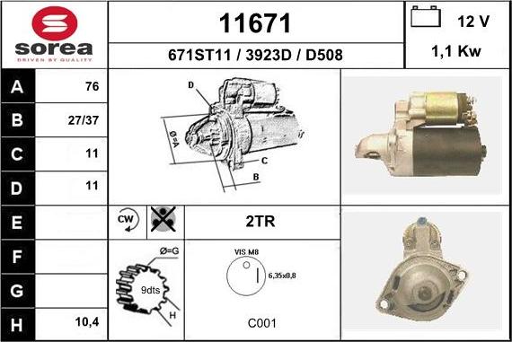 EAI 11671 - Стартер autospares.lv