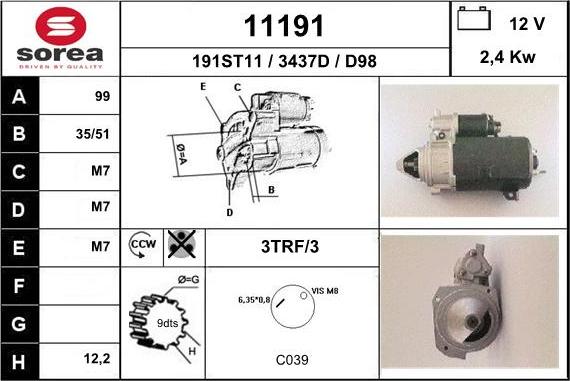 EAI 11191 - Стартер autospares.lv