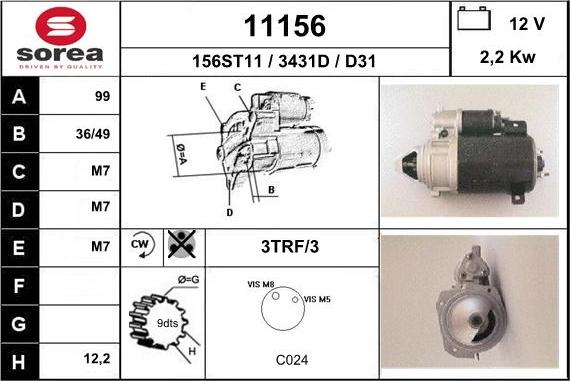 EAI 11156 - Стартер autospares.lv