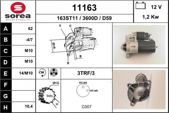 EAI 11163 - Стартер autospares.lv