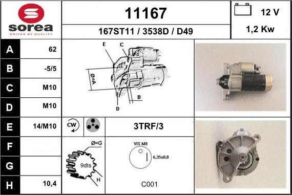 EAI 11167 - Стартер autospares.lv