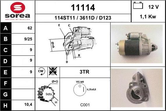 EAI 11114 - Стартер autospares.lv