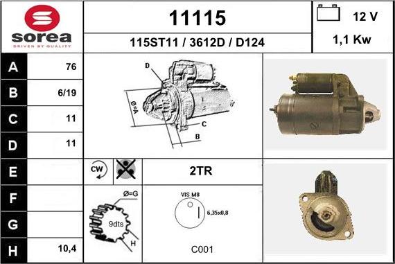 EAI 11115 - Стартер autospares.lv