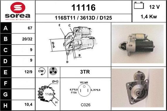 EAI 11116 - Стартер autospares.lv