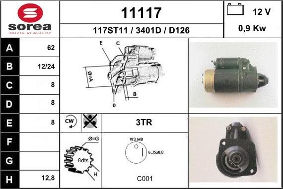 EAI 11117 - Стартер autospares.lv