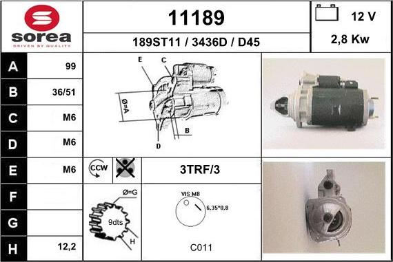 EAI 11189 - Стартер autospares.lv