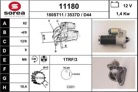 EAI 11180 - Стартер autospares.lv