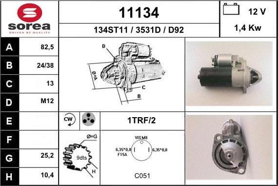 EAI 11134 - Стартер autospares.lv