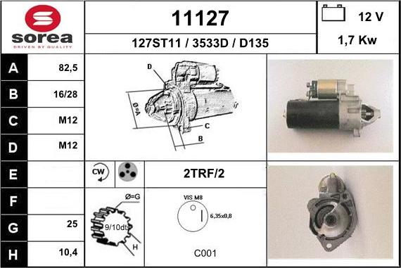 EAI 11127 - Стартер autospares.lv