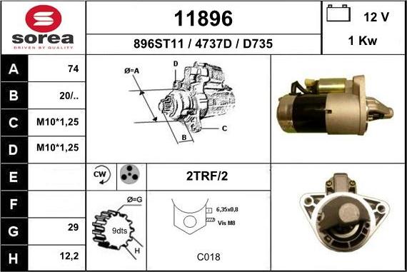 EAI 11896 - Стартер autospares.lv