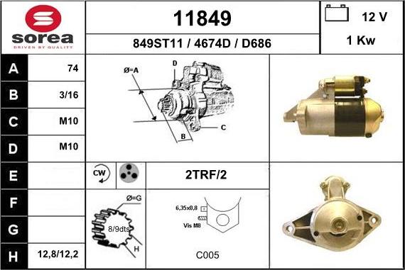 EAI 11849 - Стартер autospares.lv