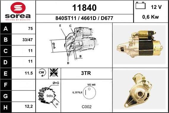 EAI 11840 - Стартер autospares.lv