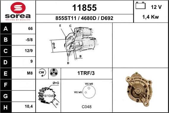 EAI 11855 - Стартер autospares.lv