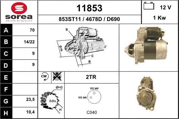 EAI 11853 - Стартер autospares.lv