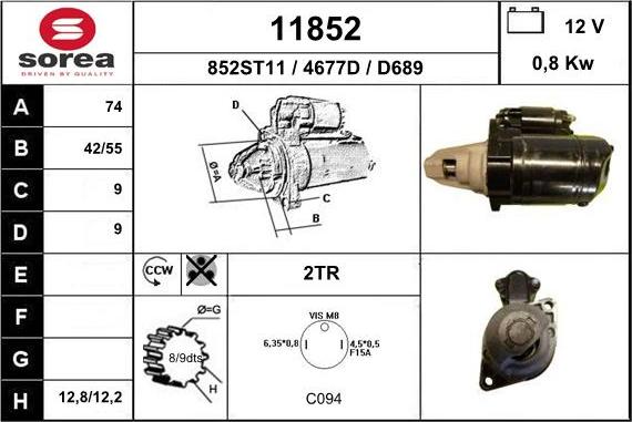 EAI 11852 - Стартер autospares.lv