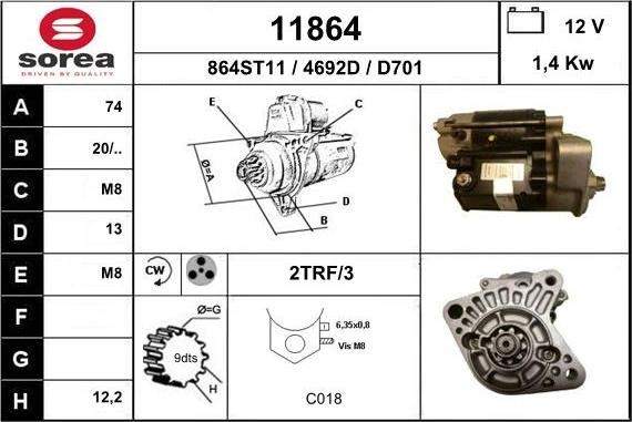 EAI 11864 - Стартер autospares.lv