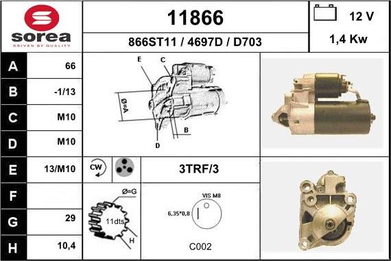 EAI 11866 - Стартер autospares.lv