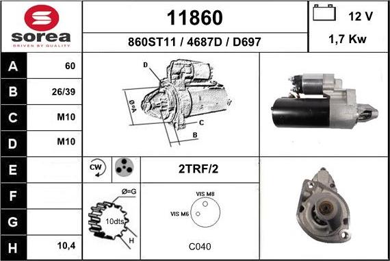 EAI 11860 - Стартер autospares.lv