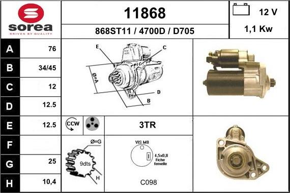 EAI 11868 - Стартер autospares.lv