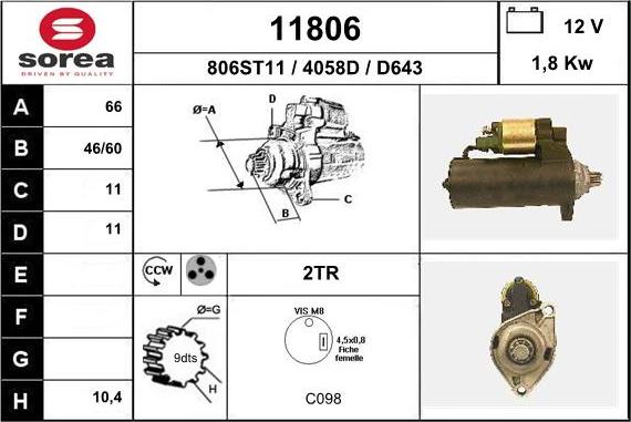 EAI 11806 - Стартер autospares.lv