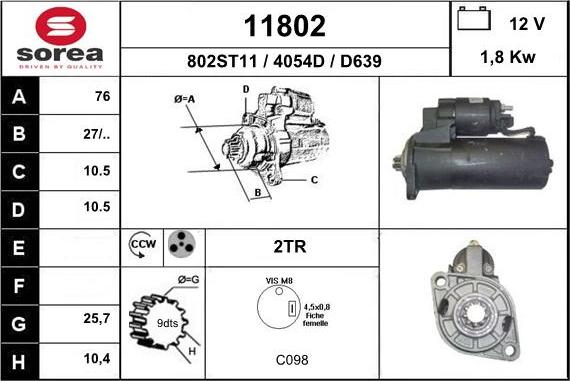 EAI 11802 - Стартер autospares.lv