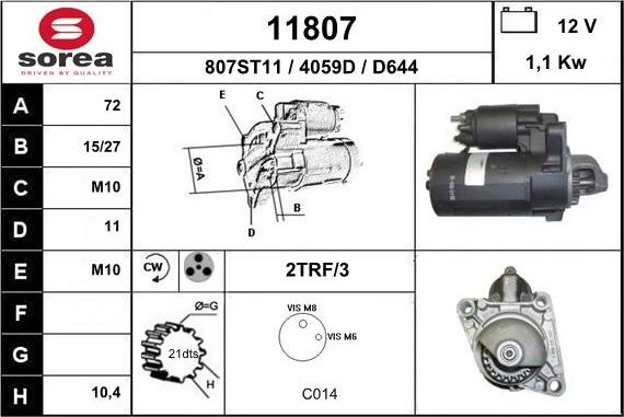 EAI 11807 - Стартер autospares.lv