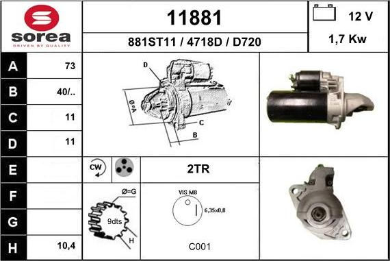 EAI 11881 - Стартер autospares.lv