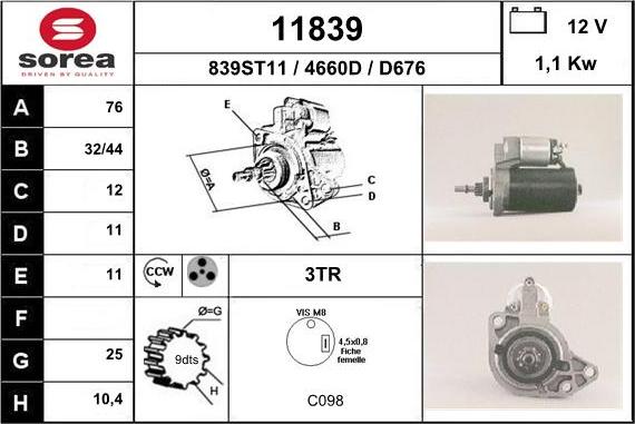 EAI 11839 - Стартер autospares.lv