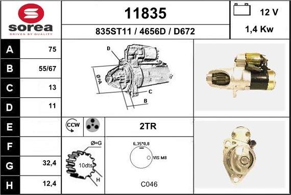 EAI 11835 - Стартер autospares.lv