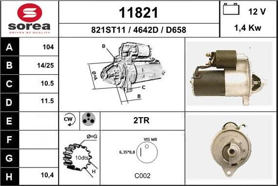 EAI 11821 - Стартер autospares.lv