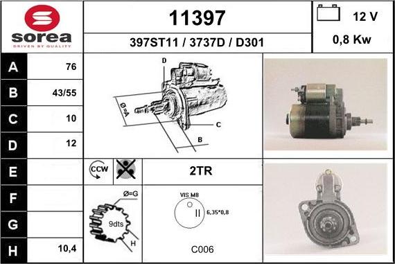 EAI 11397 - Стартер autospares.lv